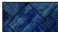 Iskece 25976 Blue Patchwork Wool Handmade Area Rug 2'7" x 4'11"