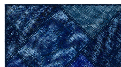 Iskece 25976 Blue Patchwork Wool Handmade Area Rug 2'7" x 4'11"