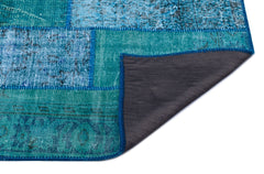Iskece 25977 Turquoise Patchwork Wool Handmade Area Rug 2'7" x 4'11"