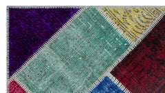 Iskece 25978 Beige Patchwork Wool Handmade Area Rug 2'7" x 4'11"