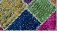 Iskece 25979 Beige Patchwork Wool Handmade Area Rug 2'7" x 4'11"