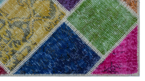 Iskece 25979 Beige Patchwork Wool Handmade Area Rug 2'7" x 4'11"