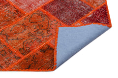 Iskece 25980 Red Patchwork Wool Handmade Area Rug 2'7" x 4'11"