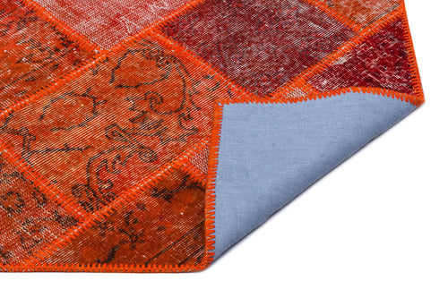 Iskece 25980 Red Patchwork Wool Handmade Area Rug 2'7" x 4'11"