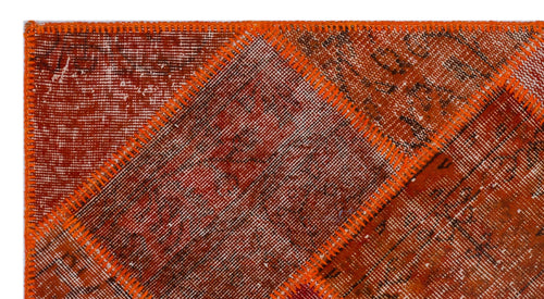 Iskece 25980 Red Patchwork Wool Handmade Area Rug 2'7" x 4'11"