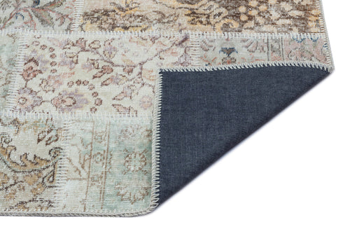 Iskece 25993 Beige Patchwork Wool Handmade Area Rug 2'7" x 4'11"