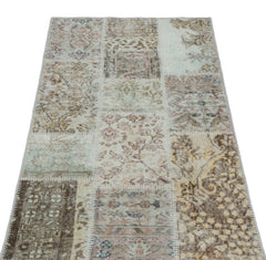 Iskece 25993 Beige Patchwork Wool Handmade Area Rug 2'7" x 4'11"