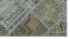 Iskece 25999 Beige Patchwork Wool Handmade Area Rug 2'7" x 4'11"