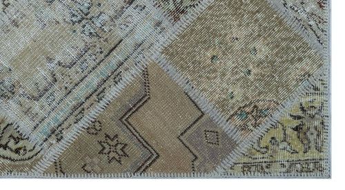 Iskece 25999 Beige Patchwork Wool Handmade Area Rug 2'7" x 4'11"