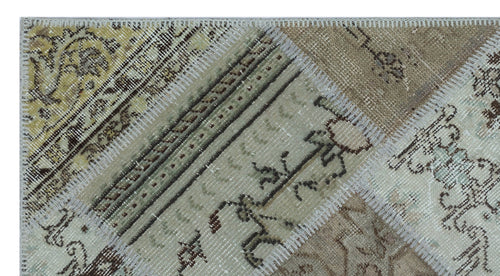 Iskece 25999 Beige Patchwork Wool Handmade Area Rug 2'7" x 4'11"