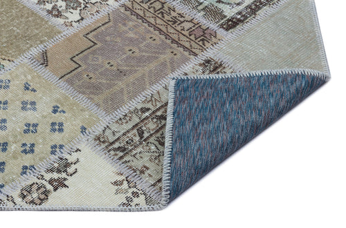 Iskece 26001 Beige Patchwork Wool Handmade Area Rug 2'7" x 4'11"