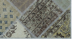 Iskece 26001 Beige Patchwork Wool Handmade Area Rug 2'7" x 4'11"