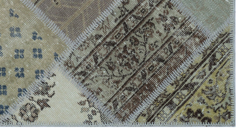 Iskece 26001 Beige Patchwork Wool Handmade Area Rug 2'7" x 4'11"