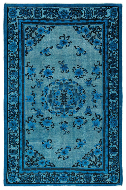 Purplea Turquoise Vintage Wool Handmade Area Rug 5'11" x 9'2"