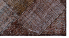 Iskece 26011 Brown Patchwork Wool Handmade Area Rug 2'7" x 4'11"