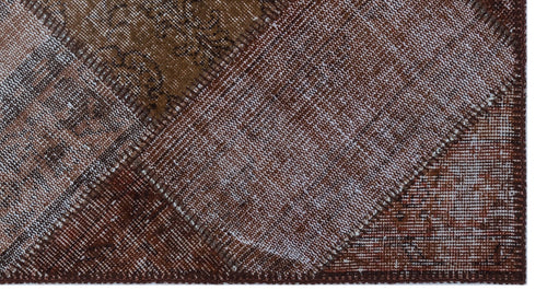 Iskece 26011 Brown Patchwork Wool Handmade Area Rug 2'7" x 4'11"