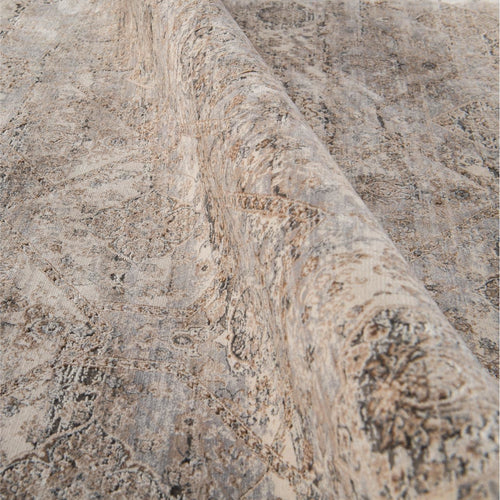 Bamboo Viscose Rug - Modern Machine Made Area Rug With Overlocked Edge, Cream