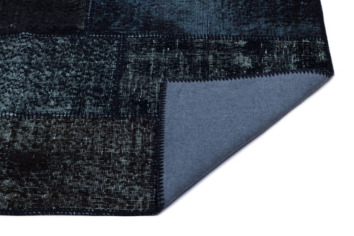 Iskece 26040 Black Patchwork Wool Handmade Area Rug 2'7" x 4'11"