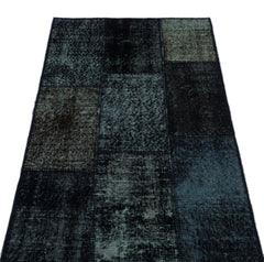 Iskece 26040 Black Patchwork Wool Handmade Area Rug 2'7" x 4'11"