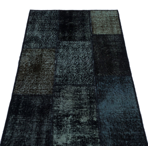 Iskece 26040 Black Patchwork Wool Handmade Area Rug 2'7" x 4'11"