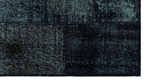 Iskece 26040 Black Patchwork Wool Handmade Area Rug 2'7" x 4'11"