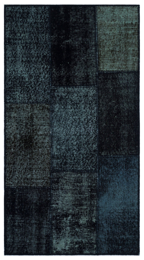 Iskece 26040 Black Patchwork Wool Handmade Area Rug 2'7" x 4'11"