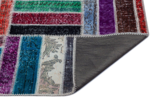 Iskece 26042 Beige Patchwork Wool Handmade Area Rug 2'7" x 4'11"