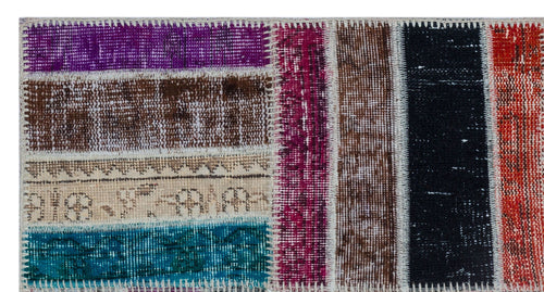 Iskece 26042 Beige Patchwork Wool Handmade Area Rug 2'7" x 4'11"