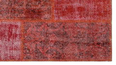 Iskece 26047 Red Patchwork Wool Handmade Area Rug 2'7" x 4'11"
