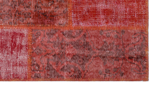Iskece 26047 Red Patchwork Wool Handmade Area Rug 2'7" x 4'11"