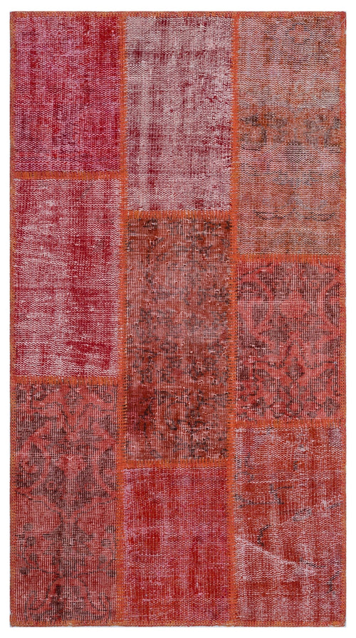 Iskece 26047 Red Patchwork Wool Handmade Area Rug 2'7" x 4'11"