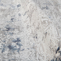 Bamboo Viscose Area Rug - Modern Grey Blue Flatweave Machine Made Carpet