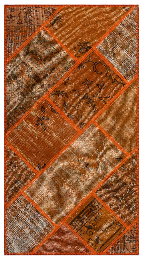 Iskece 26051 Orange Vintage Wool Handmade Area Rug 2'7" x 4'11"