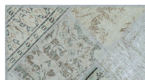 Iskece 26053 Beige Patchwork Wool Handmade Area Rug 2'7" x 4'11"