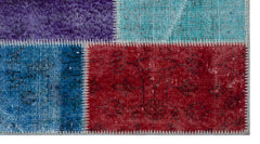 Iskece 26057 Beige Patchwork Wool Handmade Area Rug 2'7" x 4'11"