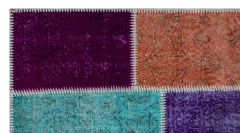 Iskece 26057 Beige Patchwork Wool Handmade Area Rug 2'7" x 4'11"