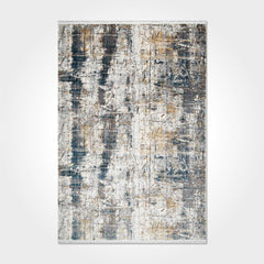 Modern Bamboo Area Rug – Machine Made Grey Flatweave Carpet with Overlocked Edge