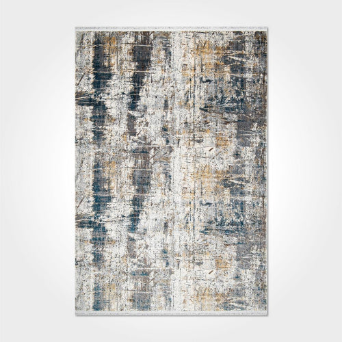 Modern Bamboo Area Rug – Machine Made Grey Flatweave Carpet with Overlocked Edge