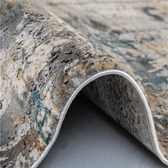 Modern Bamboo Area Rug – Machine Made Grey Flatweave Carpet with Overlocked Edge