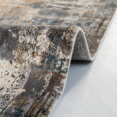 Modern Bamboo Area Rug – Machine Made Grey Flatweave Carpet with Overlocked Edge