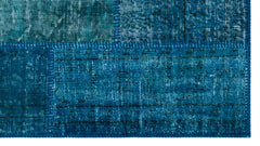 Iskece 26060 Turquoise Patchwork Wool Handmade Area Rug 2'7" x 4'11"