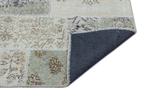 Iskece 26076 Beige Patchwork Wool Handmade Area Rug 2'7" x 4'11"