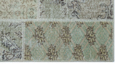 Iskece 26076 Beige Patchwork Wool Handmade Area Rug 2'7" x 4'11"