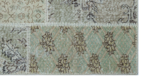 Iskece 26076 Beige Patchwork Wool Handmade Area Rug 2'7" x 4'11"