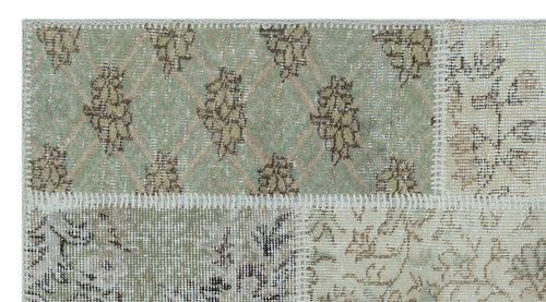 Iskece 26076 Beige Patchwork Wool Handmade Area Rug 2'7" x 4'11"