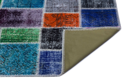 Iskece 26079 Beige Patchwork Wool Handmade Area Rug 2'7" x 4'11"