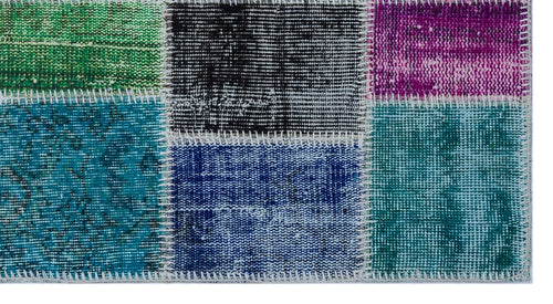 Iskece 26079 Beige Patchwork Wool Handmade Area Rug 2'7" x 4'11"