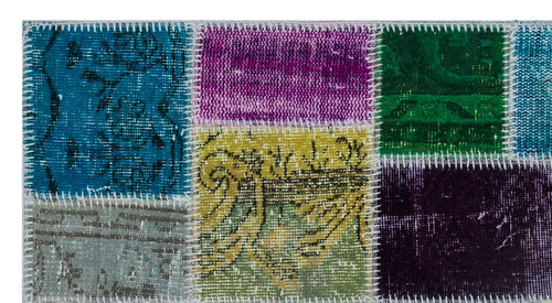 Iskece 26079 Beige Patchwork Wool Handmade Area Rug 2'7" x 4'11"