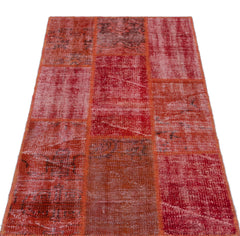 Iskece 26080 Red Patchwork Wool Handmade Area Rug 2'7" x 4'11"