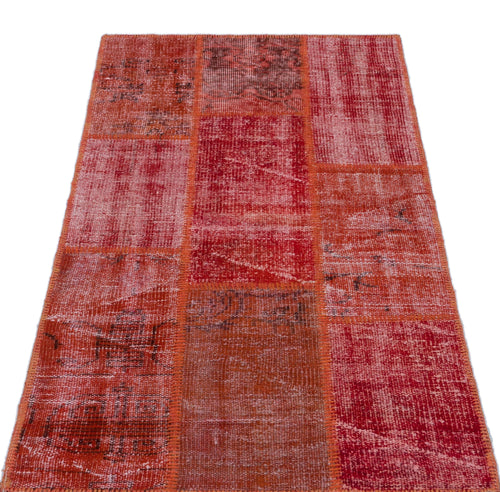 Iskece 26080 Red Patchwork Wool Handmade Area Rug 2'7" x 4'11"